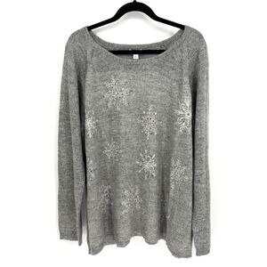 NWT Westport Sweater Gray Snowflakes Lightweight Winter Christmas Holiday 3XL